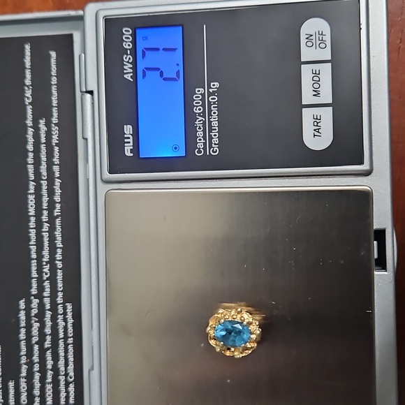 Stunning Oval Blue Topaz 14k Solid YG Slide Bracelet Charm / Pendant - Picture 6 of 7